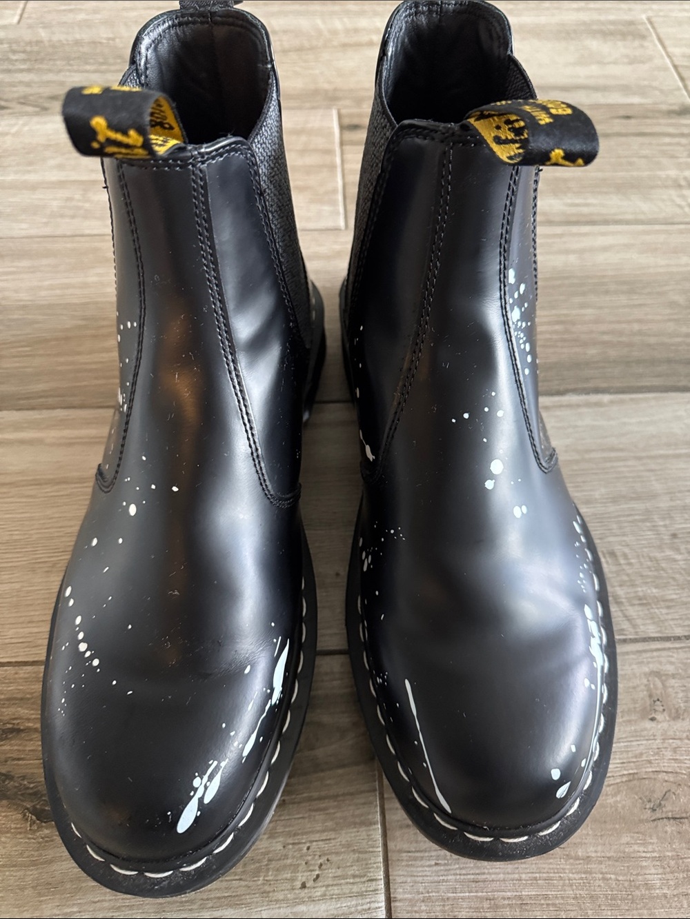 Dr Marten Black Paint-Splatter Chelsea Boots